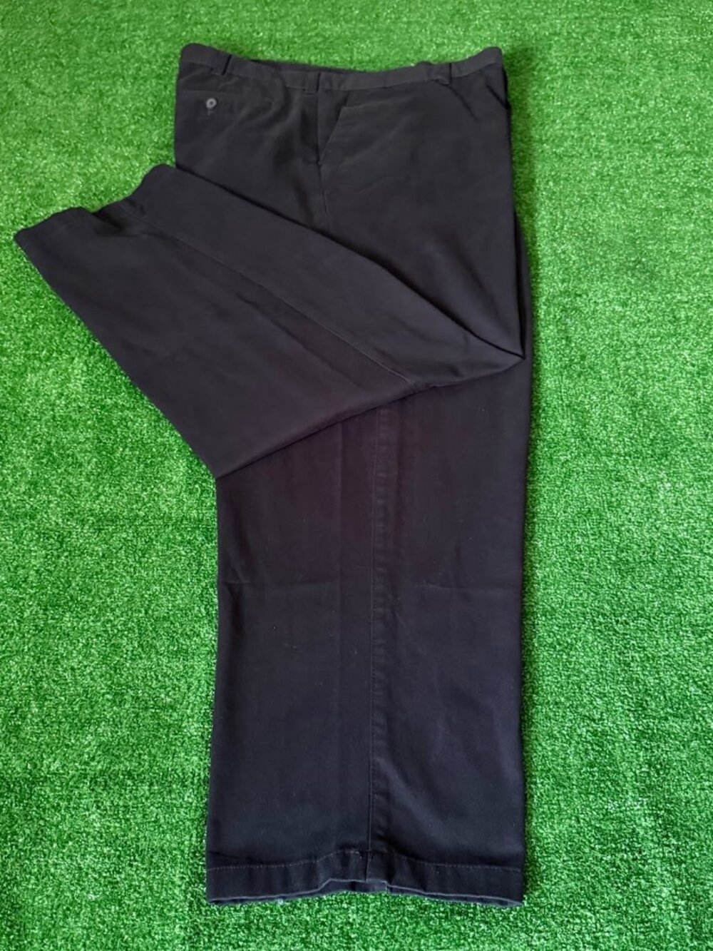 George Flat Front Straight Leg Black Pants Casual Classic Chino Big Size 44x32